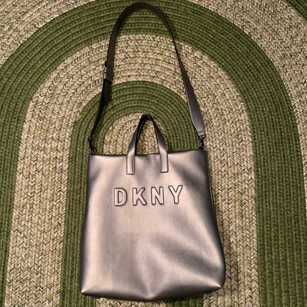 Metallic DKNY cross body tote
